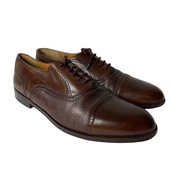 MEZLAN Mens Dress Shoes  Brown Leather Lace Up Cap Toe Oxfords Size 12 W main image 7